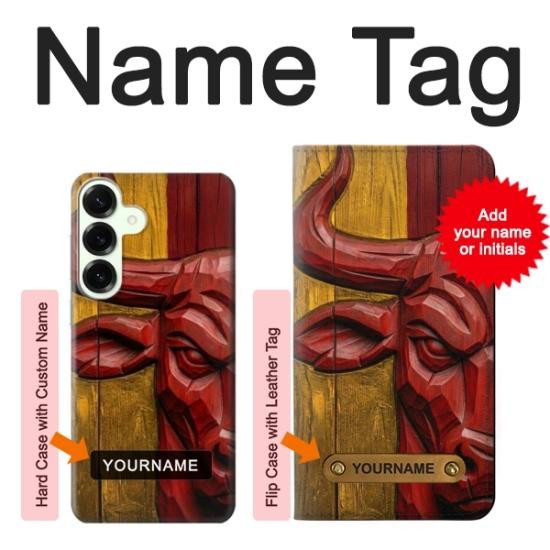 S4098 Span Bull Carved Artwork Case For Samsung Galaxy S25 Plus
